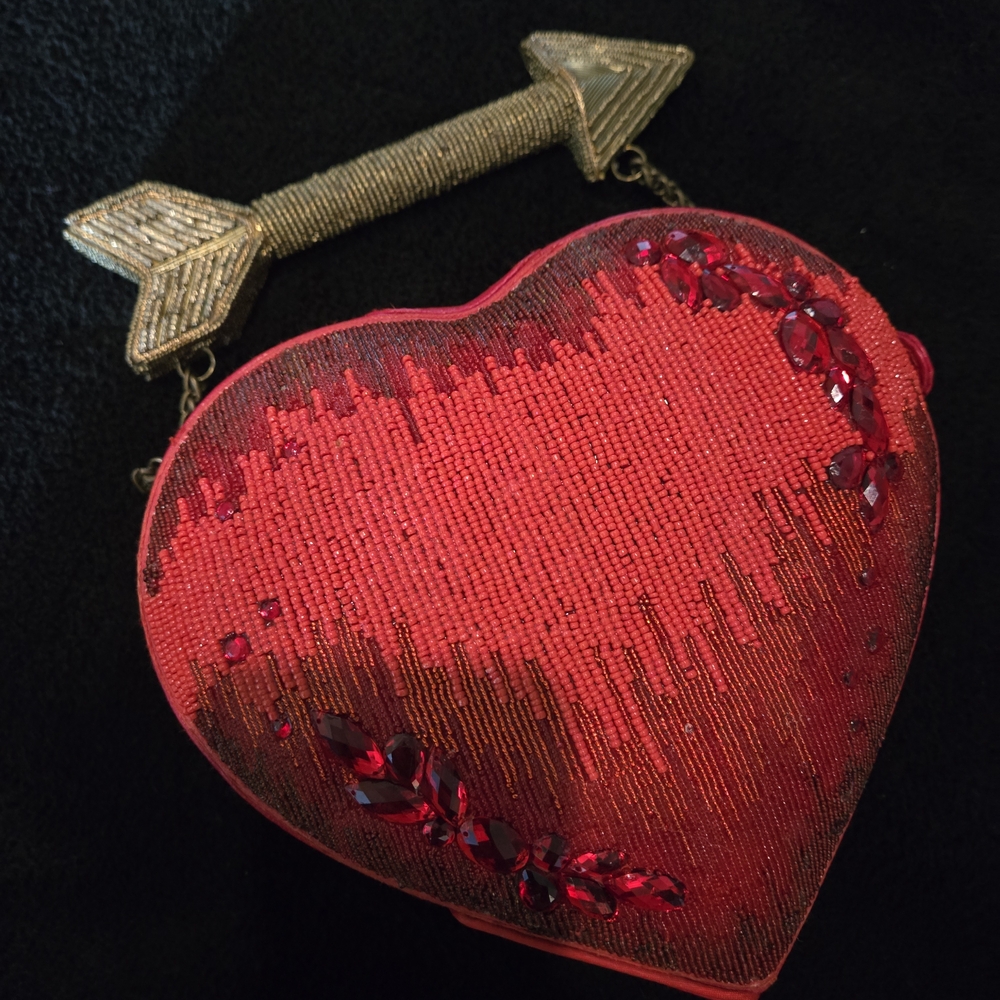 Mary Frances Red and Gold Beaded Clutch
